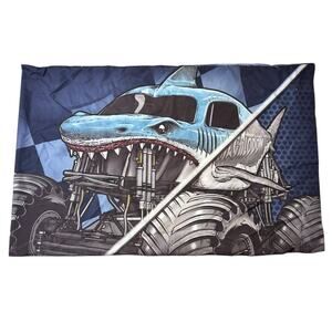 Monster Jam Two Sided Megalodon Shark One Standard Pillowcase Kids